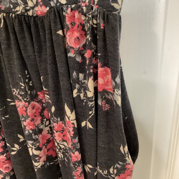 12 pm by Mon Ami Women's Maxi Long Gray Floral Dress Stretchy Cottage Core - Picture 5 of 10